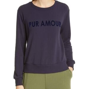 L’AGENCE NWT Heidi Pur Amour Navy Sweatshirt Size L Midnight Blue Super Soft